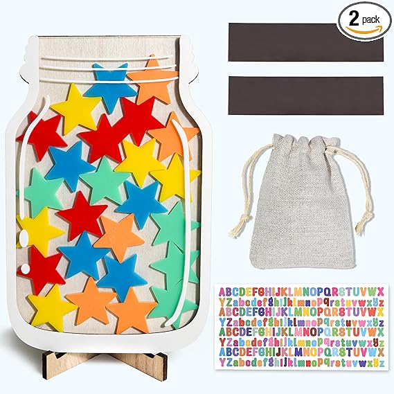 Magnetic Reward Jar for Classroom & Kids - Star Jar Incentive System, Potty Training Chart with Tokens, Behavior Management Tool, Boys & Girls
