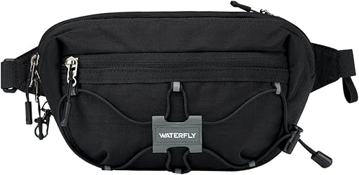 WATERFLY Lightweight Small Fanny Pack: 1.5L Mini Slim Crossbody Waist Belt Hip Bag with RFID Blocking, Anti-Theft & Water Resistant Pouch for Women Men Travel Hiking Running Walking EDC