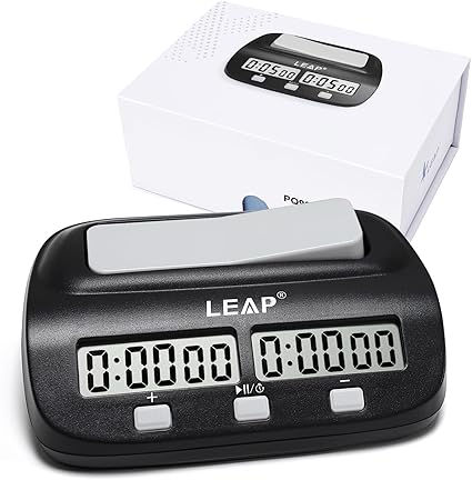 LEAP Chess Clock Digital Chess Timer Professional for Board Games Players Count Up/Down Timer with Alarm Function Black (Official Store)
