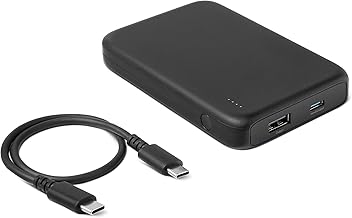 Amazon Basics Slim Portable Charger Power Bank with LED Display, 10,000 mAh, Black