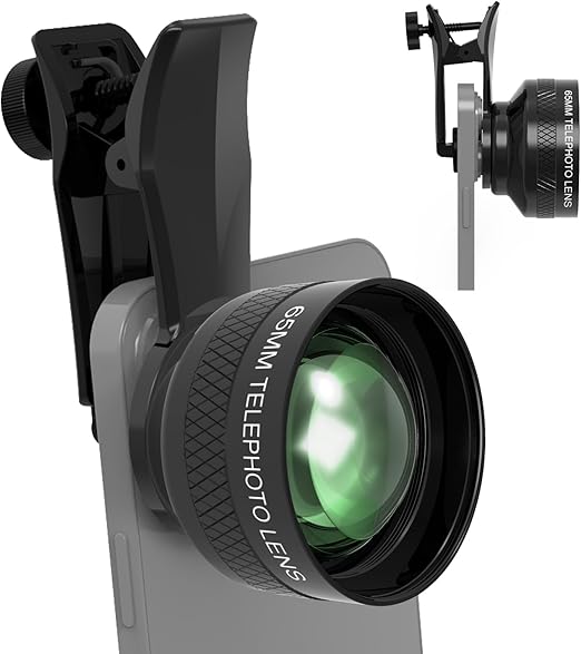 65MM Telephoto Lens for iPhone Android Smartphones, with 17mm Thread Universal Phone Lens Clip and Portable Bag, Compatible with SmallRig and NEEWER Phone Cage