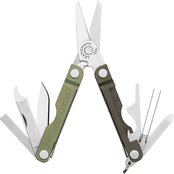 LEATHERMAN, Micra, Keychain Multi-tool with Grooming Tools, Mini Pocketknife for Everyday Carry (EDC), Hobbies & Outdoors, Built in the USA, Spruce