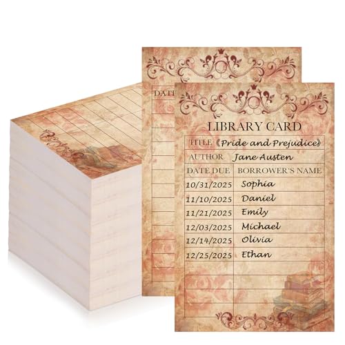 SHIQIKEJIPTY 200 PCS Library Check Out Cards Library Due Date Card Vintage Catalog Cards Bookmark Book Checkout Card for Read Lovers Back To School Classroom Supplies