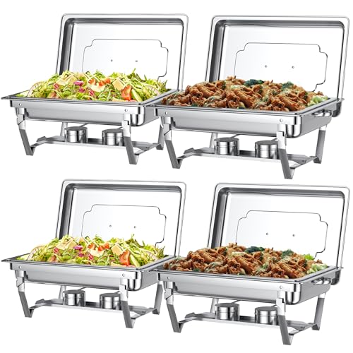 Chafing Dishes for Buffet Set – 4 Pack Chafers & Food Warmers with Lids