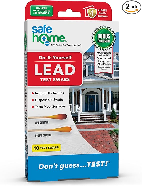 Safe Home® Lead in Solids Combo Test Kit – 10 DIY Swabs + Optional Testing at our EPA Certified Lab – Made in the USA for Homeowners & Contractors – (2 Pack)