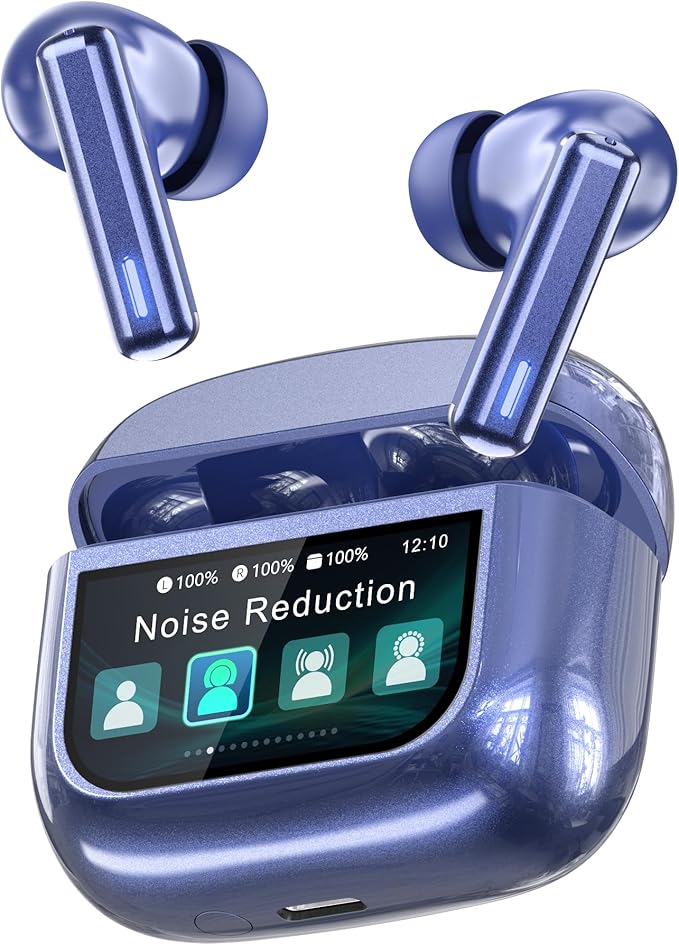 ZIUTY Wireless Earbuds Bluetooth Headphones, Ear Buds with Touch Screen, ANC ENC Noise Cancelling Transparency Mode, 40H Stereo Deep Bass, IPX7 Waterproof, Clear Calls, 5 EQ for iOS Android (Blue)