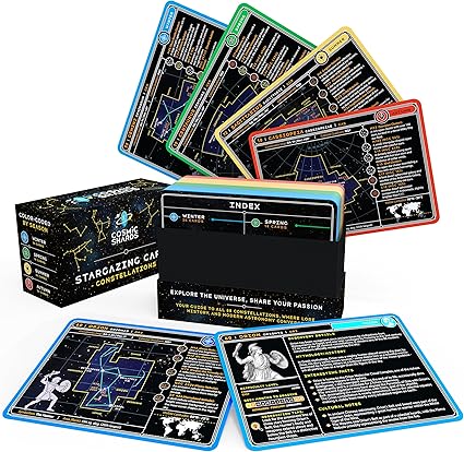 Stargazing Cards – Constellations | 88 Flashcards with Star Maps, Mythology, History, Interesting Facts & Practical Tips | Night Sky Guide for Kids, Teens & Adults | Educational Astronomy & Space Gift