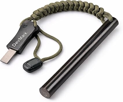 4 Inch Ferrocerium Fire Starter with Paracord Lanyard and HSS Striker, 3/8" Long Ferro Rod Fire Steel for for Camping, Bushcraft, Survival & Emergency Use