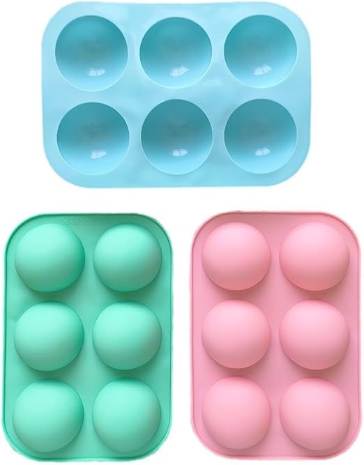 3 Pcs Silicone Molds for Chocolate - 6 Semi Sphere Hot Cocoa Bomb Mold for Baking Hot Chocolate Bombs, Half Round Dome Mousse, Cocoa Ball