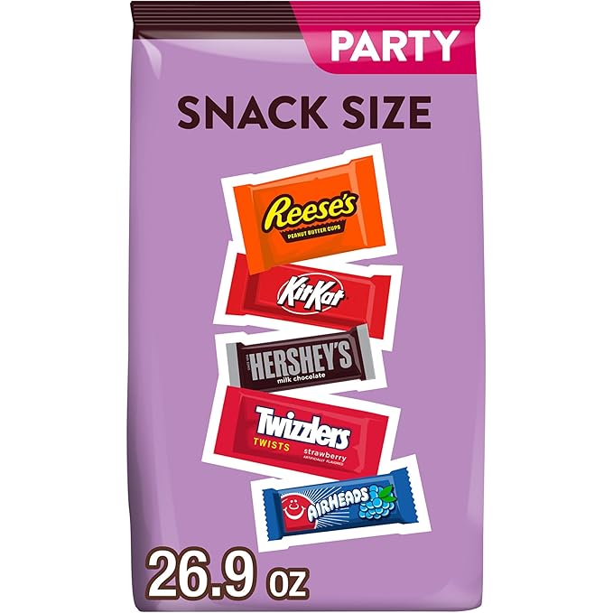 Hershey Assorted Flavored Snack Size, Candy Party Pack, 26.9 oz