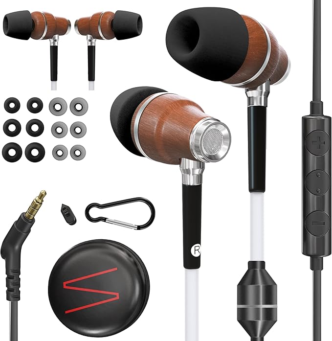 Symphonized Premium Airtube Headphones EMF Earbuds, 3D Sound, Microphone Volume Control, 8mm Bass Drivers Granting High Audio Quality 3.5mm Audio Jack