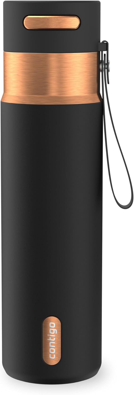 Contigo AutoSeal 24 oz Stainless Steel Vacuum-Insulated Water Bottle with Leakproof Push-Button Spout & Lock, Carry Strap, BPA-Free & Lead-Free, Dishwasher Safe