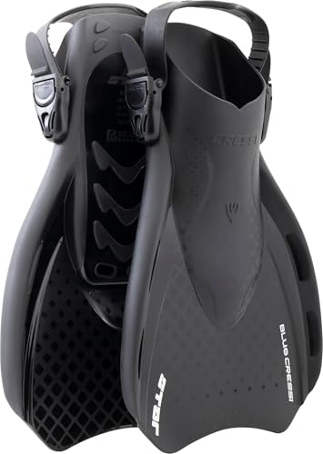 Cressi Star Short Adjustable Open Heel Fins, Black/Black, L/XL