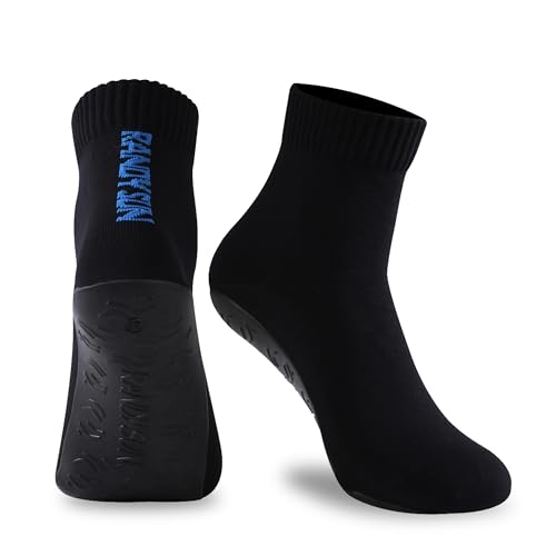 RANDY SUN Womens and Mens Barefoot Quick-Dry Socks, Comfortable and Flexible Sand Not Waterproof Shoes for Beach Swim Surf Yoga Jogging Aerobics Exercise(1 Pair Black Ankle Size Men's 6 / Women's 7)