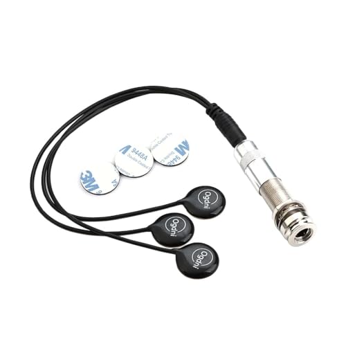 Ogdni Guitar Pickup Piezo Contact Microphone, 3-Sensor Transducer with 1/4 Inch Jack and 3MM Adhesive Pads