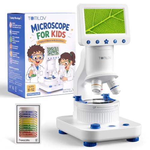 TOMLOV DM302K Microscope for Kids, 800X Science Kit, 4.3" Screen STEM Toy