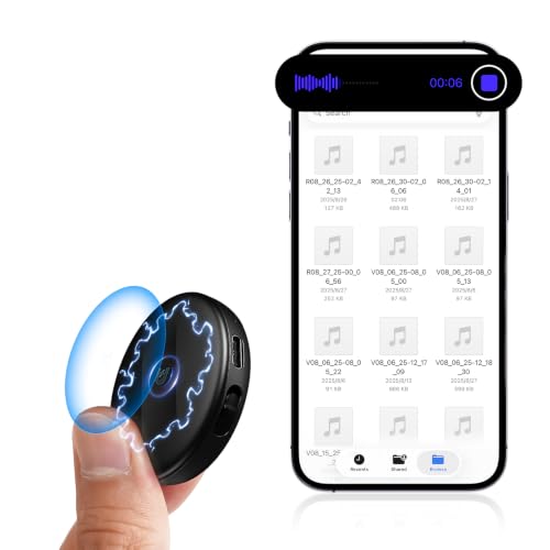 64GB Digital Magnetic Voice Recorder with DSP 5.0 AI-Intelligent Noise Cancellation, 4800Hrs Voice Activated Recorder, Smart Tap Recording Device Portable for Lectures Meetings Interviews Classes