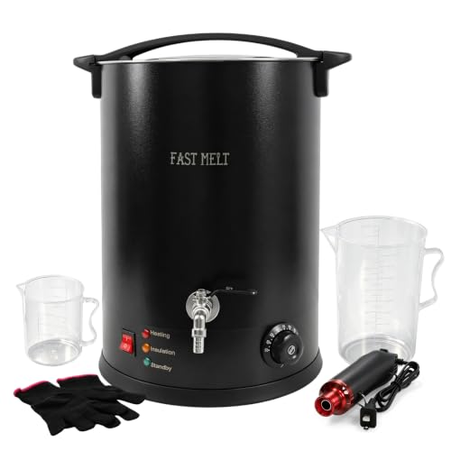 FAST MELT 20L Electric Wax Melter for Candle Making, 1400W Large Wax Melting Pot with Pour Spout, 30–110°C Temp Control, Stainless Steel Wax Heater with Heat Gun, Gloves & Measuring Cup, AC 120V