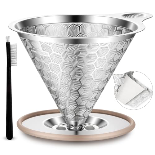 Pour Over Coffee Dripper, Triple-Layer Stainless Steel 800-Mesh Filter #4