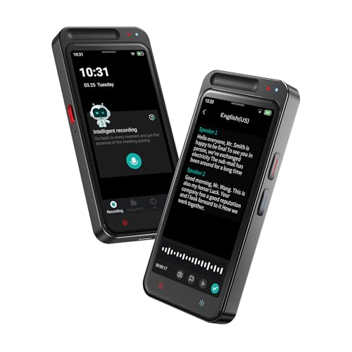 80GB AI Digital Voice Recorder with Playback, Smart Digital Audio Recorder with Transcription to Text, Voice Activated Recorders for Lectures Meetings Interviews