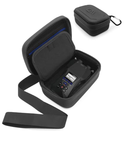 CASEMATIX Carrying Case Compatible with Zoom H1 XLR Handy Recorder - Hard Shell EVA Travel Storage Case with Accessory Pocket, Divider, Wrist Strap & Carabiner for Portable Audio Recorder, Case Only