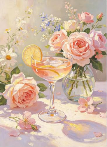 DAZZLEDOTS Diamond Painting Kits for Adults, Pink Cocktail Diamond Art Kit