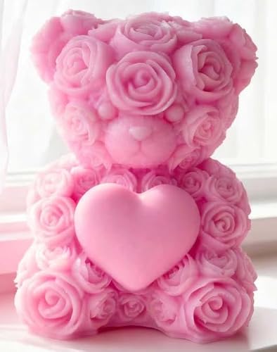 Love Bear Candle Mold, Flower Silicone Mold 3D Soap Aromatherapy Plaster