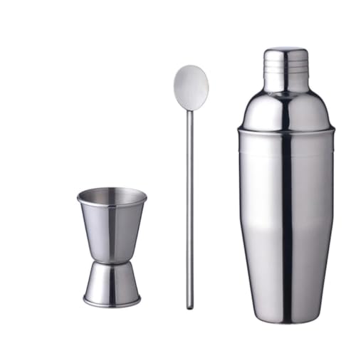3pcs Cocktail Shaker Set Jigger Spoon with 750ml Stainless Steel
