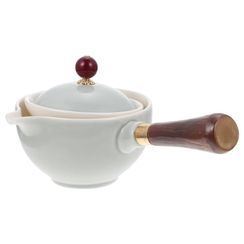 Ceramic Side Handle Teapot with Filter Hole and Ergonomic Grip