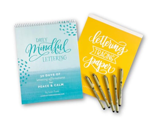 Hand Lettering Kit, 30-Day Workbook + 5 Pens