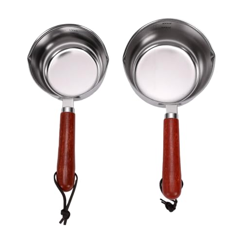 Gonetre Small Wax Melting Pot Set 150ml with Wooden Handle for Candle