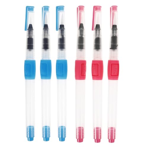 PHENOFICE 6pcs Watercolor Brush Pen Set Refillable Reservoir